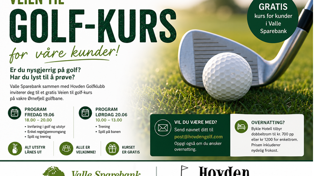 VTG kurs for kunder av Valle Sparebank